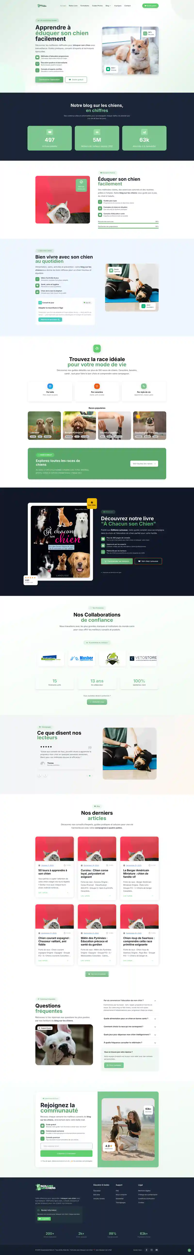 Capture d'écran du blog nosamisleschiens.fr — site canin lancé par Paul en 2012