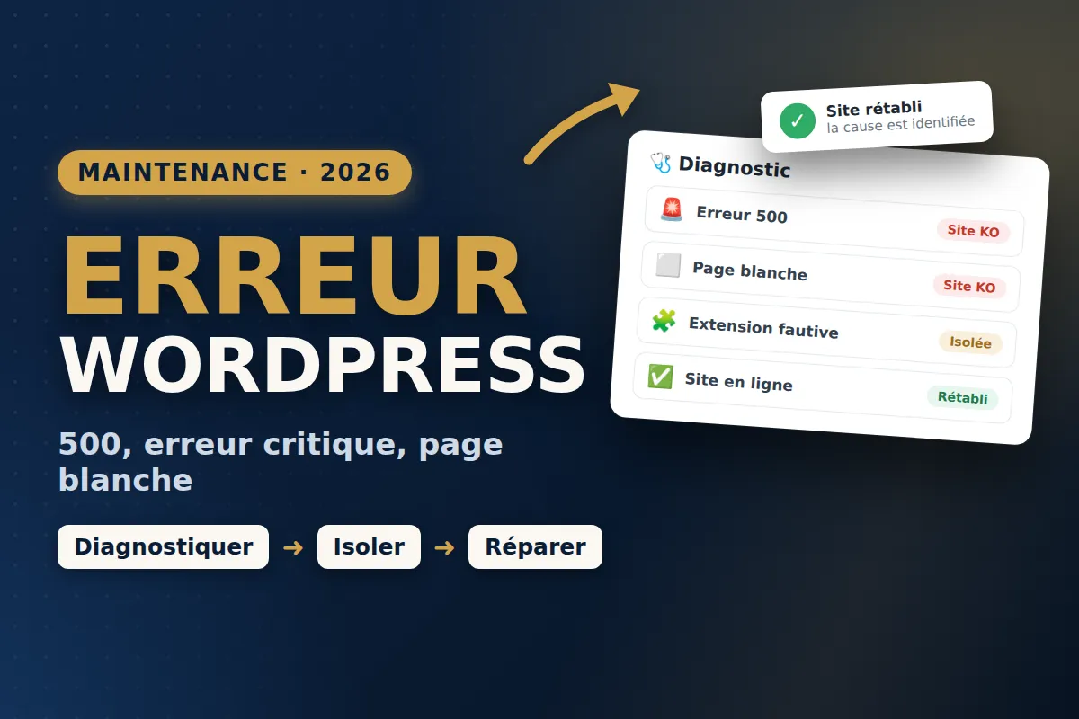 Erreur WordPress : 500, erreur critique, page blanche